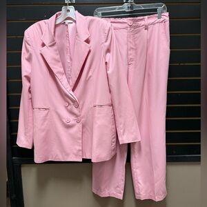 Ivy City Co Pink Blazer & Trouser Suit Set Lined Size L